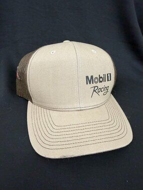 Mobil 1 Racing Mesh‎ Trucker Hat Khaki Brown Snapback Fahrenheit Headwear